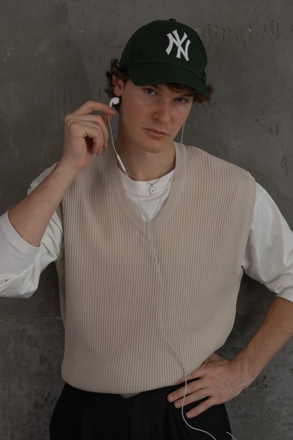 Men's Nopeli Pattern V-Neck Oversize Sweater
