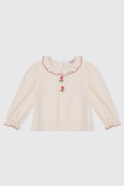 Baby Girl Long Sleeve Ecru T-Shirt