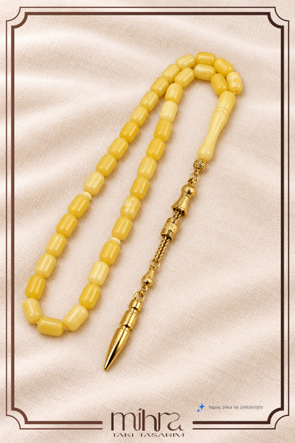 Beirut Amber Prayer Beads - Capsule Cut - Natural and Stylish Gift - Yellow Bullet Point Tassel