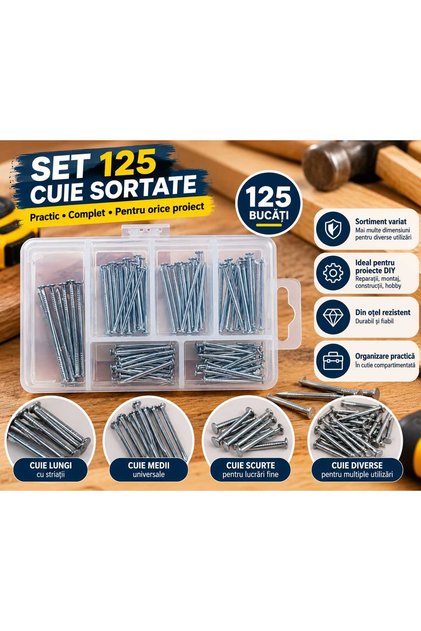Set 125 Cuie Metalice Asortate