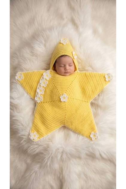 Hand Knitted Special Design Starry Baby Romper
