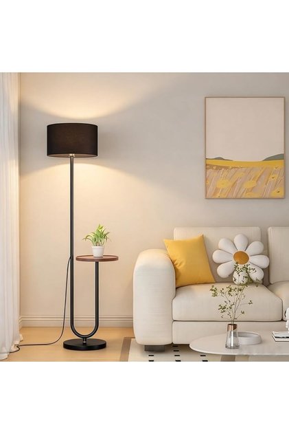 Floor Lamps with Table, Tall Standing Lamp for Living Room, Black