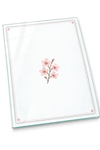 Kitchen Patterned Tempered Glass Cutting Board 25X35 cm Floral and Textured Presentation Board