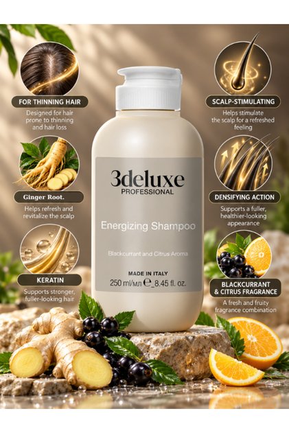 Energizing Shampoo for Thinning Hair Prone to Hair Loss with Ginger Root and Keratin 250 ml