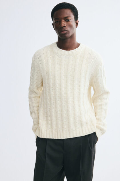 Saç Örgüsü Yün Kazak Relaxed Fit