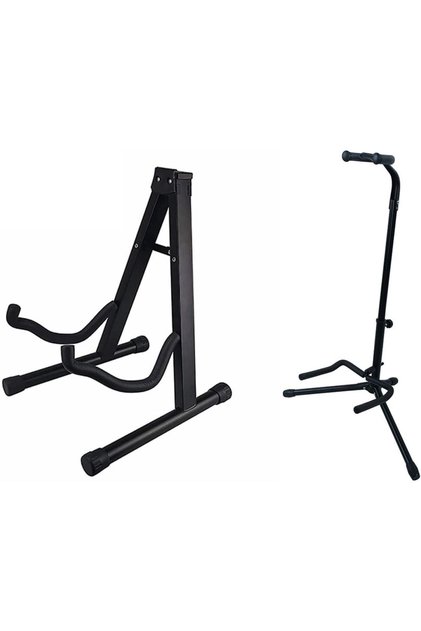 Universal Folding Guitar Stand,Adjustable Tripod and A-Frame Floor Holders for Acoustic,Electric,Bass,Ukulele,Violin,Banjo,and Mandolin,2-Piece Set