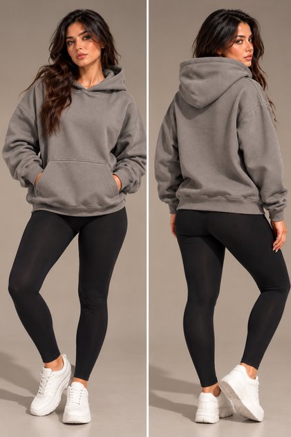 Oversize Hanorac Hoodie Sweatshirt with Hood and Kangaroo Pocket Premium Thick Winter