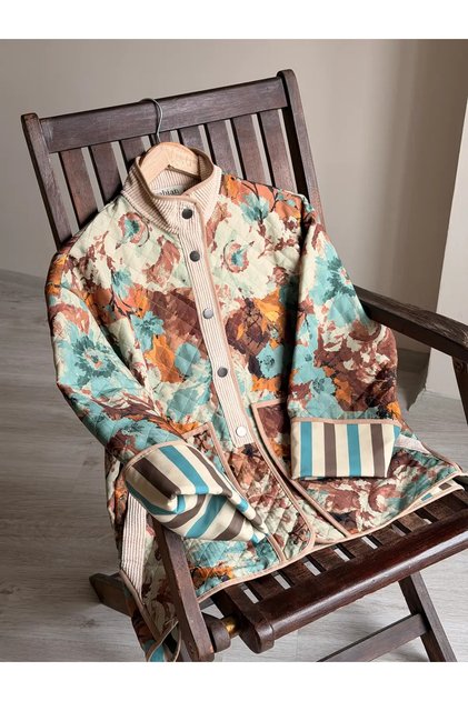 Vintage Pattern Quilted Jacket - 7008 - Mint Green