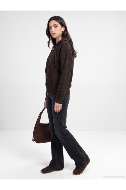 61006 Wool Blend Hooded Cardigan