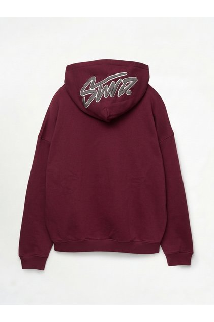 Black Oversize Hooded Sweatshirt Cotton Printed Unisex