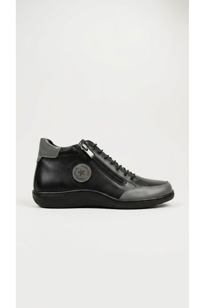26K-182-8013 Genuine Leather Orthopedic Boots with Zipper and Rubber Laces for Women