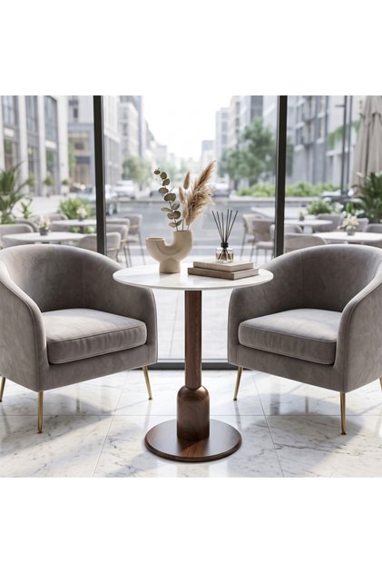 Modern Metal Base Wood Top High Tea Table Coffee Table