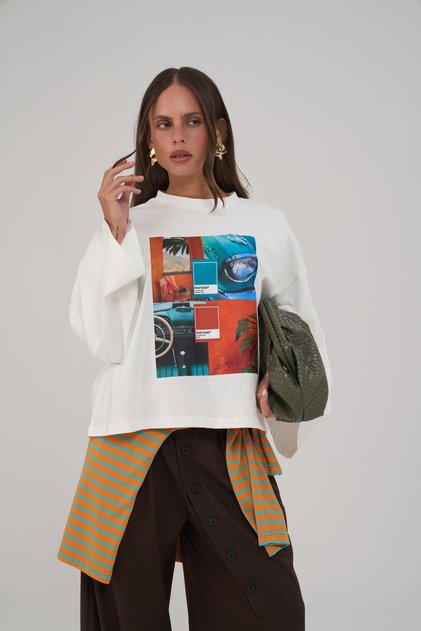 Tiffa Oversize White Long Sleeve T-Shirt