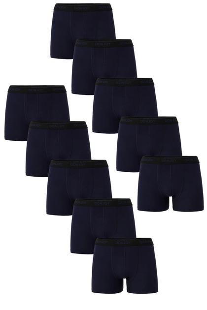 Men's 10-Piece Cotton Lycra Combed Cotton Navy Blue Boxers with Elastic Waist