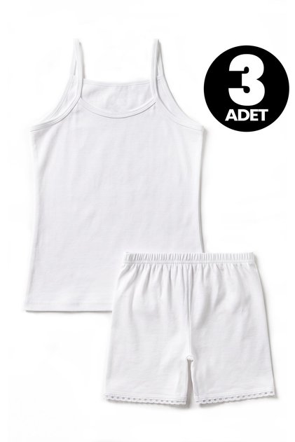 Girl's 3-Piece 100% Cotton Set Thin Strap Athlete Boxer Daily Comfortable Cut (8460-3)