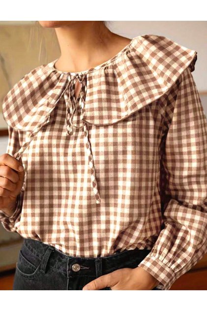 Bluza, maro/alb
