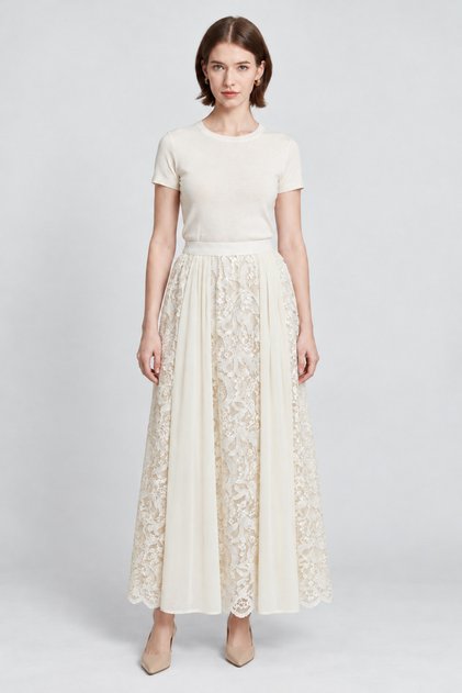 Printed Lace Maxi Skirt