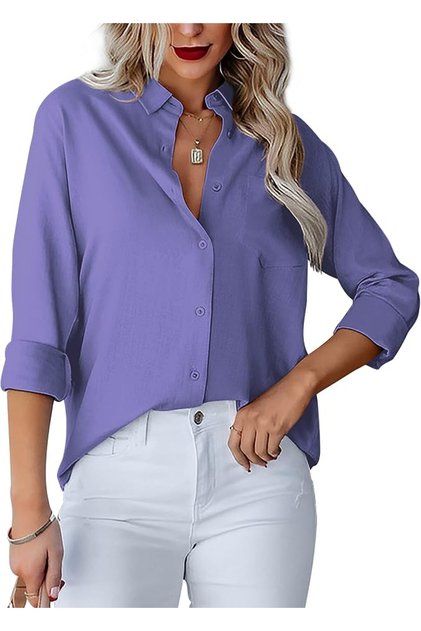 Bluză Damă Cămășie cu Decolteu V-Neck Mov Mărime XXL