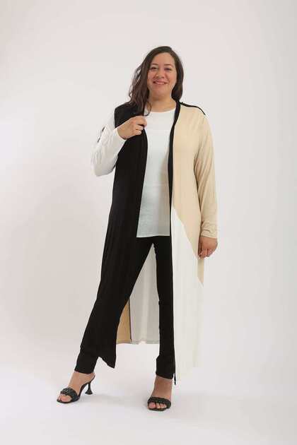 Long Sleeve Two-Tone Kimono Jacket