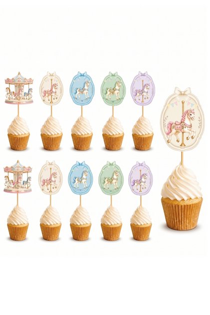 Multi-Colored Carousel Themed Toothpick Cake Decoration