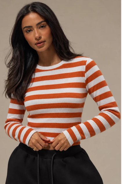 Women's Crew Neck Striped Blouse