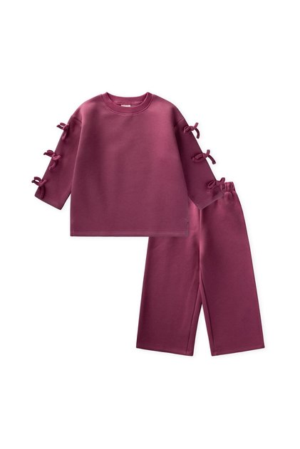 Şardonlu Sweatshirt Takım 2-8 Yaş Fuşya
