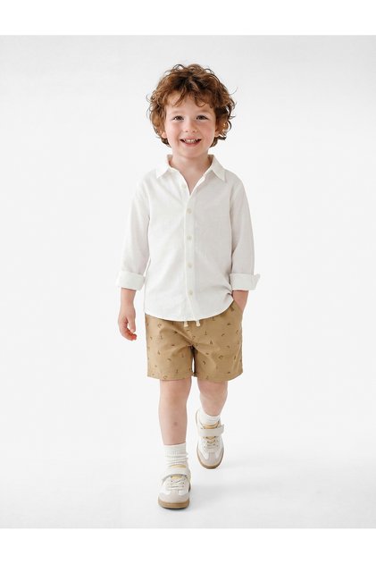 Baby Boys Brown Printed Shorts