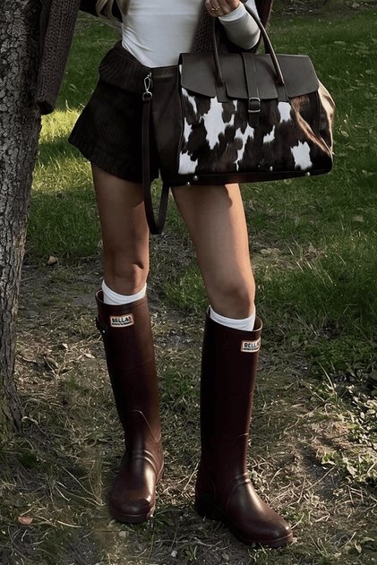 Yagy Burgundy Women's Rain Boots with Label Detail