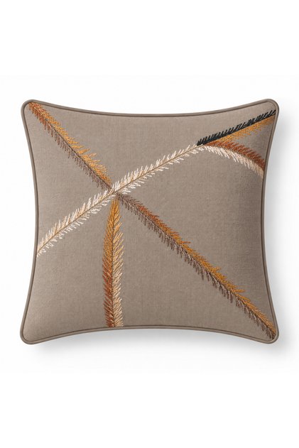 Leaf Mink Embroidered Throw Pillow Cover