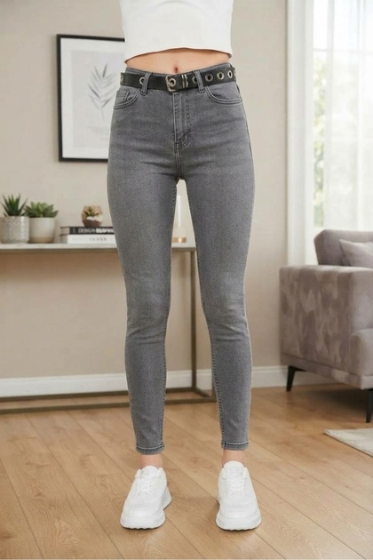 Eva Women's Gray Narrow Leg High Denim Lycra Jeans Super Skinny Flexible