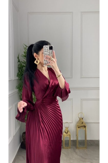 Burgundy Plaid Dress