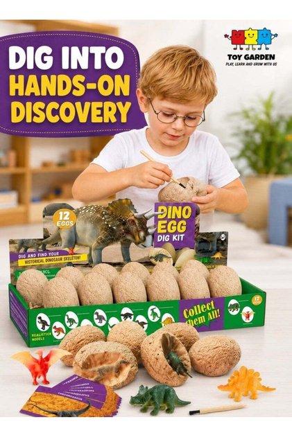 Dinosaur Eggs Dig Kit, Surprise dinosaur eggs - 12 Pack Dino Egg Excavation STEM Toys