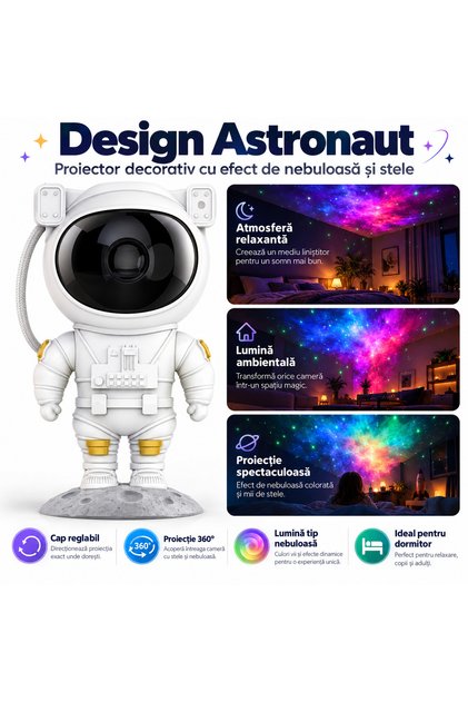 Proiector de galaxii astronaut cu telecomandă