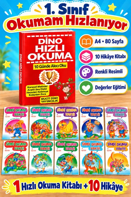 1. Classroom Reading Acceleration Set - Fast Reading Book + 10 Story Books (Anetil Ses Dizisi Heceden Kelimeye)