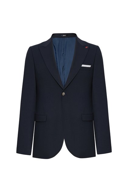 Slim Fit Navy Blue Dobby Suit