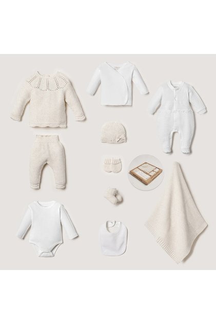 10-Piece Woolen Baby Girl Knitwear Set Cream