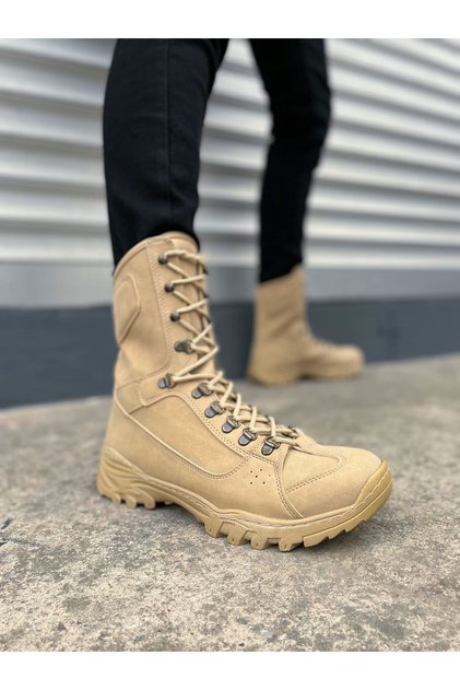 Jy999 Strike Lace-Up Orthopedic Sole Daily Suede Men's Military Boots Skt Sand Size 40