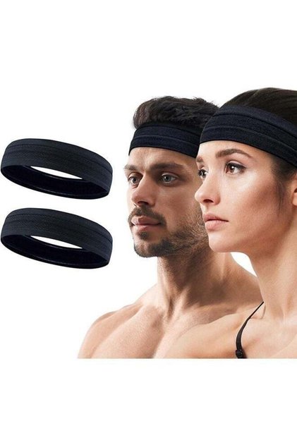 2 Pack Non-Slip Workout Headbands,Silicone Grip Sports Sweatbands for Running,Gym,Yoga,Black