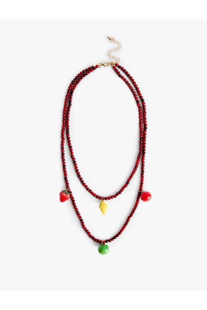 Multi-Colored Fruit Figured Beaded Multiple Necklace