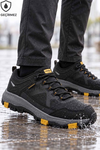 Dockers Men's Black Waterproof Lace-Up Outdoor and Daily Walking Shoes
