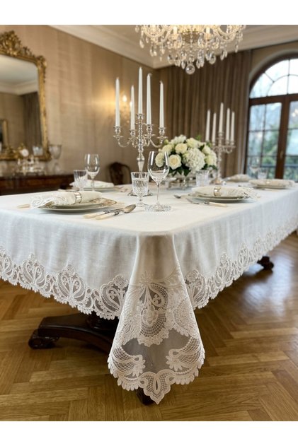 French Lace Delicate Model Linen Single Tablecloth (Boxed)