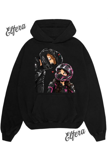 Motorcycle Lover Couple Combination Printed Oversized Unisex Sweatshirt