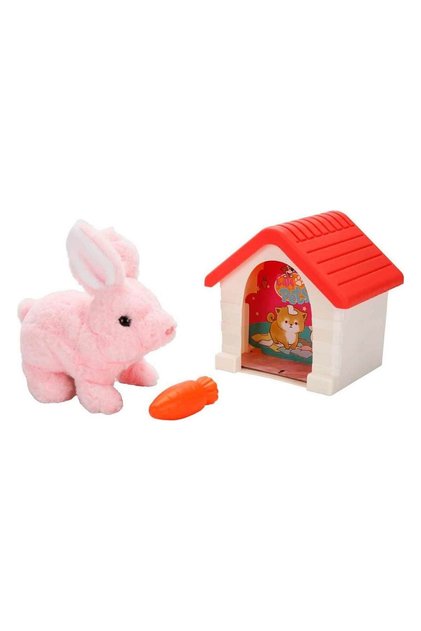 Sesli Ve Hareketli Kulübeli Sevimli Peluş Tavşan