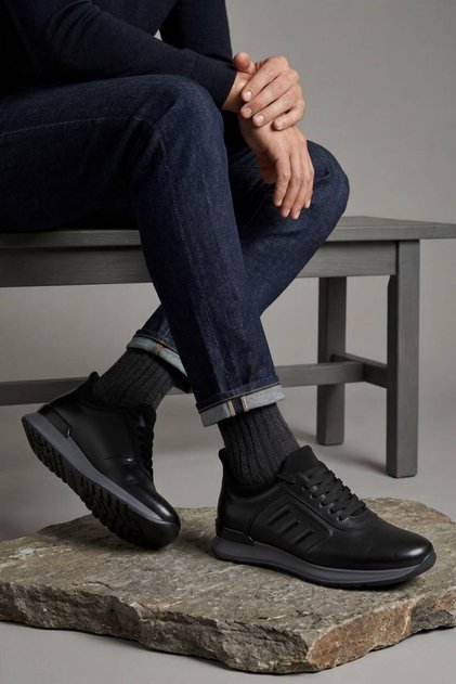 Men's Winter Waterproof Non-Slip and Flexible Sole Orthopedic Inner Lining Genuine Leather Casual Sneaker