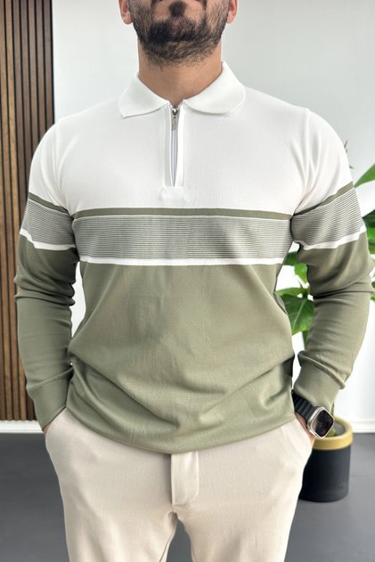 Men's Double Color Sweater Green Edw527