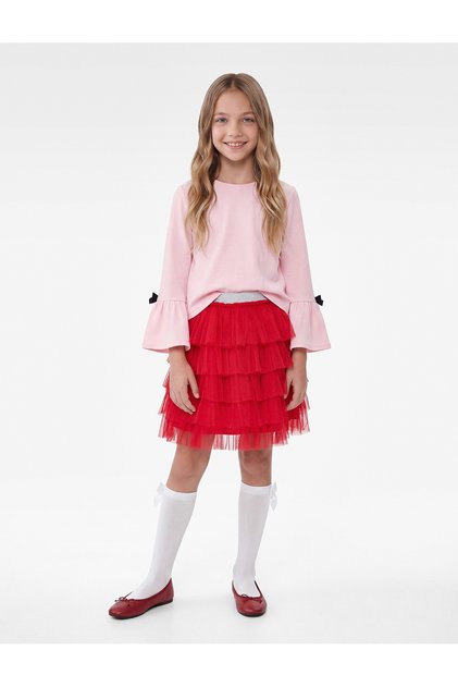 Elastic Waist Layered Pleated Tutu Skirt