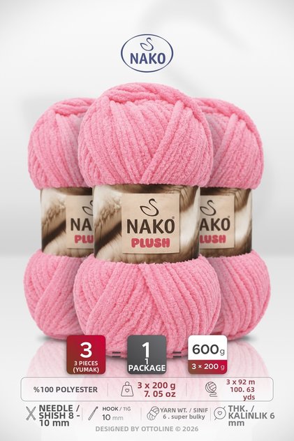 Plush • Candy Pink(14673) • 200Gr/92M • Scarf, Beanie, Blanket, Home Decor Rope