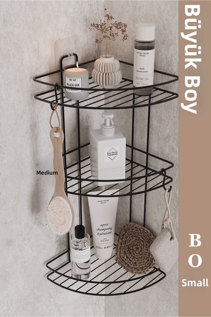 Lifetime Stainless Adhesive Bathroom Corner Organizer Shampoo Holder Shower Shelf Black 2 Pieces Washcloth Hook