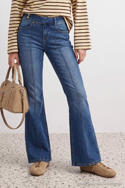 Mavi Orta Esnek Bel Detaylı Düşük Bel Flare Jeans TWOAW27JE00376
