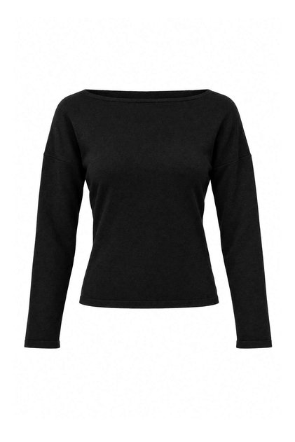 Black Premium Yarn/Special Yarn Boat Neck Fitted Knitwear Sweater Twoaw27Kz00170